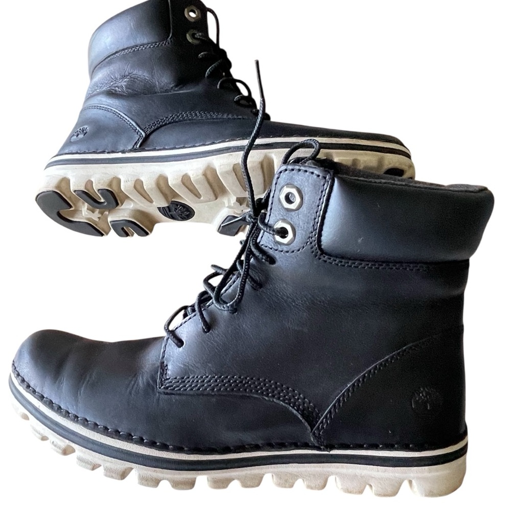 Timberland Black Leather Ortholite  Lace Up Bootie